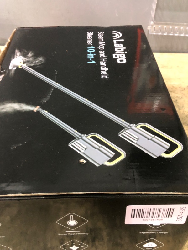 Photo 1 of **MISSING SOME PIECES**LABIGO 10-in-1 Steam Mop with Detachable Handheld Steamer, 350ml Tank, 10s Heat-Up, 248°F Steam Cleaner, 3-Level Control and Swivel Head for Floors, Carpets, Tiles, BBQ grill Multi-Surface Clean White