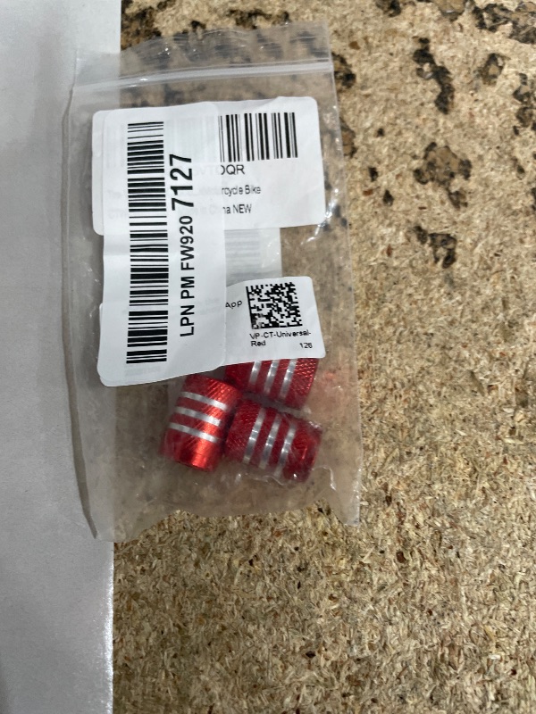 View 2 of **PARTIAL SET/ ONLY 2** Tire Valve Stem Cap Cover - (5 Pack) Tire Air Caps Metal with Plastic Liner Corrosion Resistant Leak-Proof for Car Truck Motorcycle SUV and Bike Red