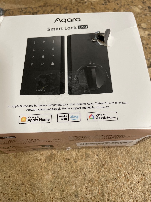 Photo 1 of **NON FUNCTIONAL** Aqara Smart Lock U50, Keyless Entry Door Lock with Apple Home Key, Bluetooth Deadbolt Lock, App Remote Control, Supports Apple HomeKit, Matter, Google Home, Alexa, IFTTT, Black