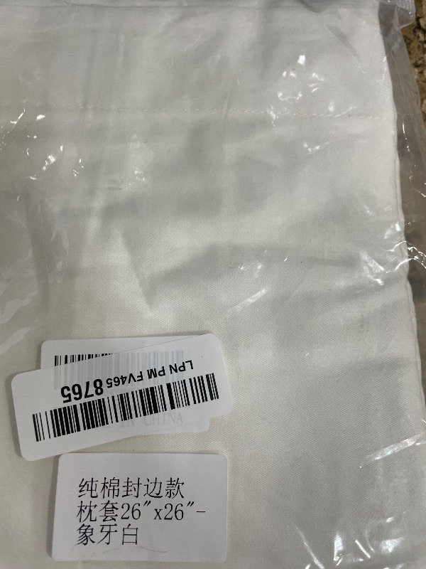 Photo 1 of **1 CASE HAS A DARK STAIN** KKJIAF Ivory White Euro Pillow Covers Set of 2, Soft & Cozy Cotton Euro Sham Pillow Covers, 26" x 26" Wrinkle Resistant Envelope Pillowcase for Sofa Bed Living Room