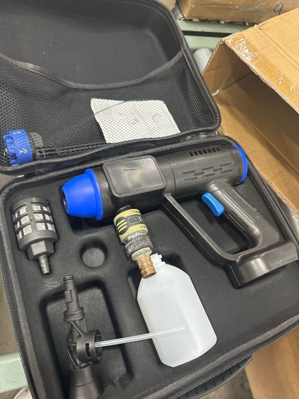 Photo 1 of ***PARTIAL SET***
Cordless Pressure Washer Battery Powered, Portable Power Pressure Washer with 6-in-1 Nozzle, Foam Pot, Hose for Garden Car Floor Yard Fence Wall Cleaning