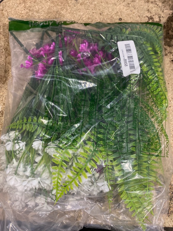 Photo 1 of ** PARTIAL SET MISSING PIECES NOT 24 PCS*** Grunyia 24 Bundles Artificial Flowers for Outdoor Decoration UV Resistant Fake Plastic Plants Faux Boston Fern Artificial Greenery for Summer Indoor Outdoor Garden Patio Window Box Kitchen Home Decor