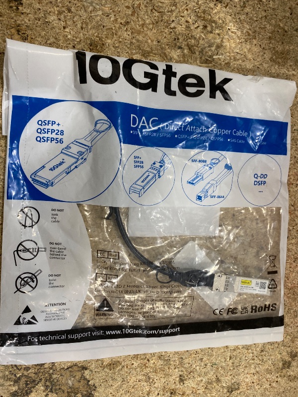 Photo 1 of 10Gtek 10G SFP+ DAC Cable - 10GBASE-CU Passive Direct Attach Copper Twinax SFP Cable for Cisco SFP-H10GB-CU0.25M, Meraki MA-CBL-TA-0.25M, Fortinet, Ubiquiti UniFi, 0.25-Meter(0.82ft)