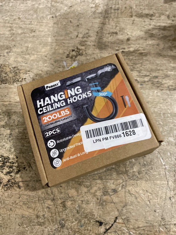 Photo 1 of [UPGRADED] 2Pcs 200LBS Rotatable Ceiling Hooks with 4 Screw Points Base, Wall Mount Metal Hanger Black Ceiling Hook for Hanging Plant, Bird Feeder, Lights, Bed Canopy, Wind Chime, Indoor Outdoor Decor