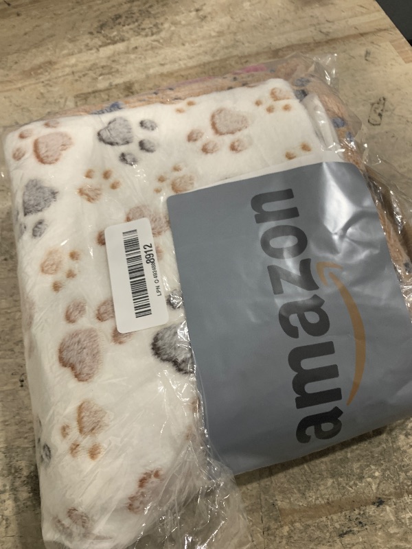 Photo 1 of 1 Pack 3 Blankets Super Soft Fluffy Premium Fleece Pet Blanket Flannel Paw Printed Throw for Dog Puppy Cat (Medium 30x20'', Brown, Pink, White)