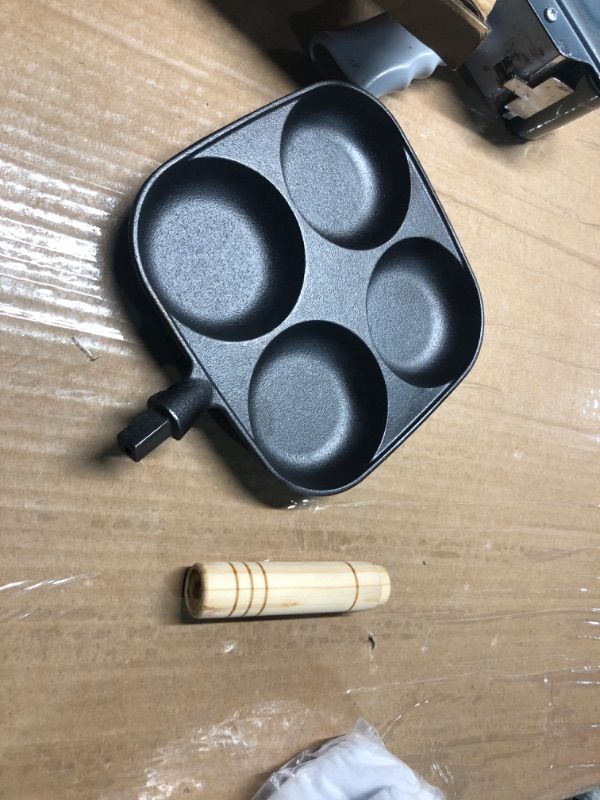 Photo 1 of ***DAMGED - SEE PHOTOS/NOTES***
JSY Sun 4-Cup Egg Pan, Cast Iron Omelette Pan, 4 Hole Frying Pan for Eggs, Pancakes, Breakfast Sandwich Hamburger Maker, Works on Gas & Induction Stovetops, Virgin Iron, 7.6inch