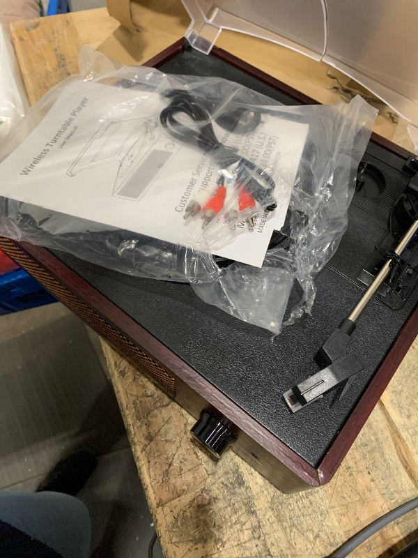 Photo 1 of *NO POWER CORD TO TEST FUNCTION* Vinyl Record Player Turntable with Built-in Bluetooth Receiver & 2 Stereo Speakers, 3 Speed 3 Size Portable Retro Record Player for Entertainment and Home Decoration