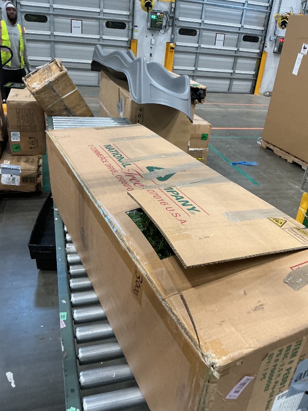 Photo 1 of **MISSING PARTS/check clerk comments**
National Tree Company Pre-Lit 'Feel Real' Artificial Full Downswept Christmas Tree, Green, Douglas Fir, Dual Color LED Lights, 7.5 feet