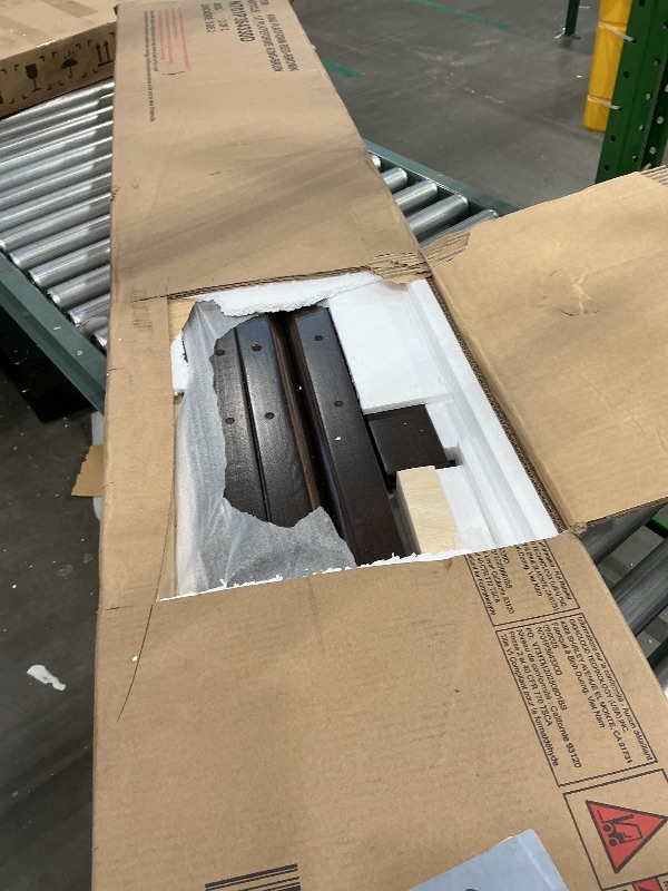 Photo 1 of *PARTIAL SET*
Farmhouse King Size Bed Frame with 52" Tall Headboard, Wood Platform Bedframe with Footboard and Storage Drawers, No Squeak, No Box Spring Needed, Brown