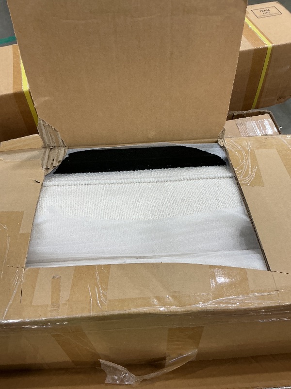 Photo 1 of *PARTIAL SET* Merax Queen Size Upholstered Bed Frame with Boucle Fabric, Steel Legs, Curve-Shaped Design & Thick Headboard, White