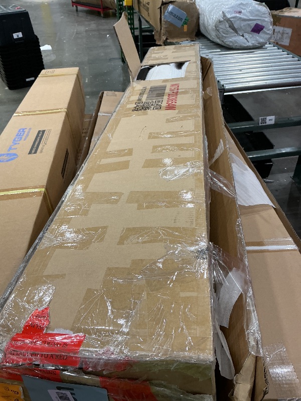 Photo 1 of *PARTIAL SET* Merax Queen Size Upholstered Bed Frame with Boucle Fabric, Steel Legs, Curve-Shaped Design & Thick Headboard, White