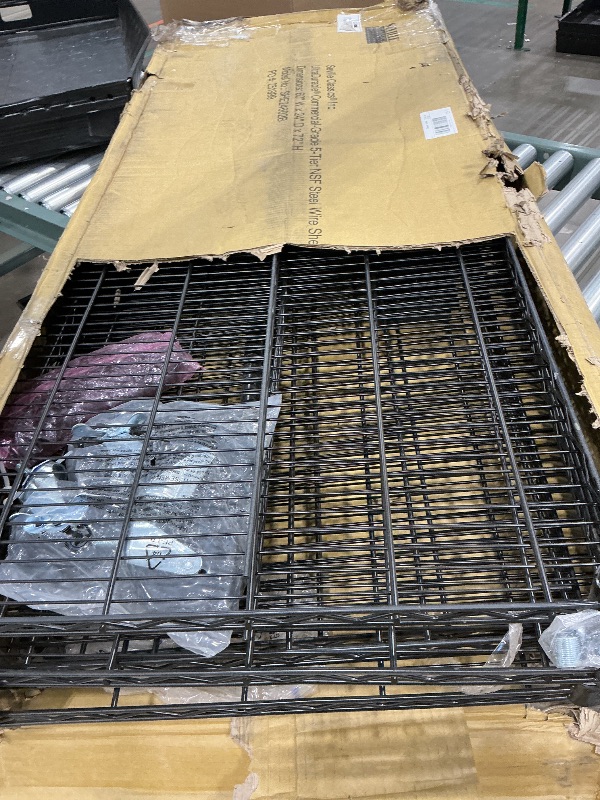 Photo 1 of **MINOR DAMAGE/check clerk comments**
Seville Classics UltraDurable Heavy Duty NSF Solid Steel Wire Rack Storage Unit, Organizer for Garage, Warehouse, Office, Restaurant, Classroom, Kitchen, Black, 5-Tier Shelving, 60" W x 24" D