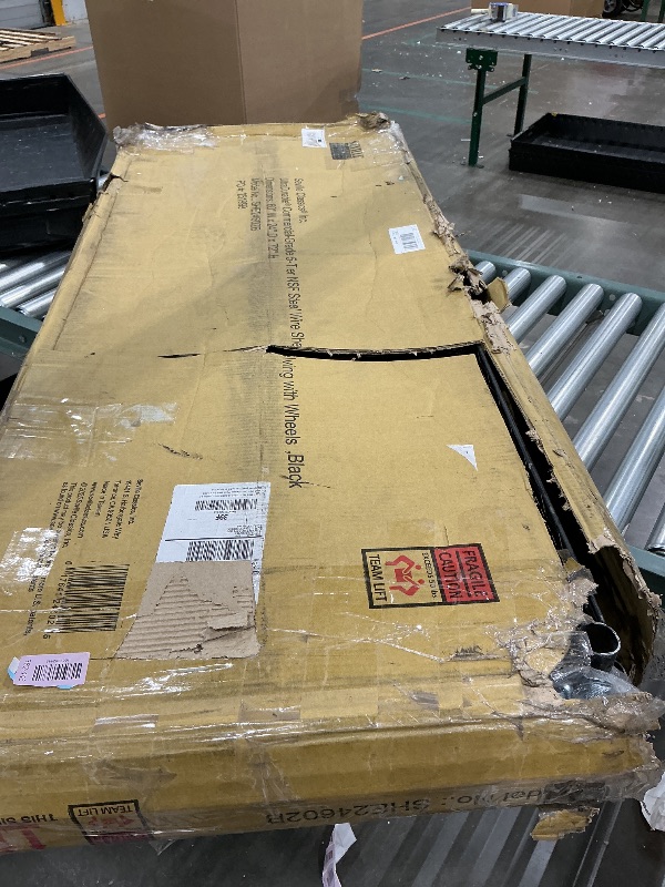 Photo 1 of **MINOR DAMAGE/check clerk comments**
Seville Classics UltraDurable Heavy Duty NSF Solid Steel Wire Rack Storage Unit, Organizer for Garage, Warehouse, Office, Restaurant, Classroom, Kitchen, Black, 5-Tier Shelving, 60" W x 24" D