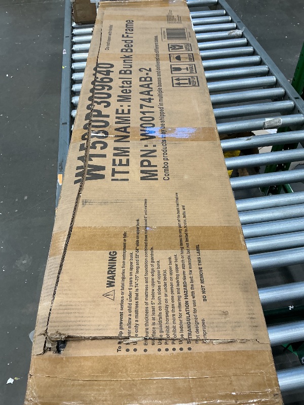 Photo 1 of **PARTIAL SET, UNKNOWN MISSING PIECES**Zyerch Full Over Full Bunk Bed with Trundle, Metal Bed Heavy Duty Solid Bunk Beds with Ladders & Guardrail for Adults, Full Over Full Size with Space-Saving, No Box Spring Needed/Noise Reduced, Black