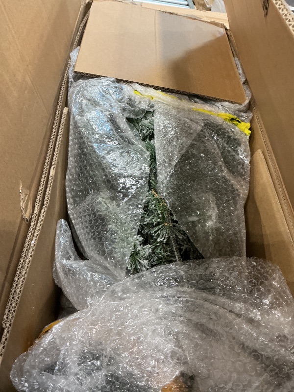 Photo 1 of *USED*
Fraser Hill Farm 10-Ft. Pine Valley Flocked Artificial Christmas Tree with Warm White LED Lights and Stand, Prelit Foldable Fake Tree with Realistic Snowy Foliage for Home Decoration