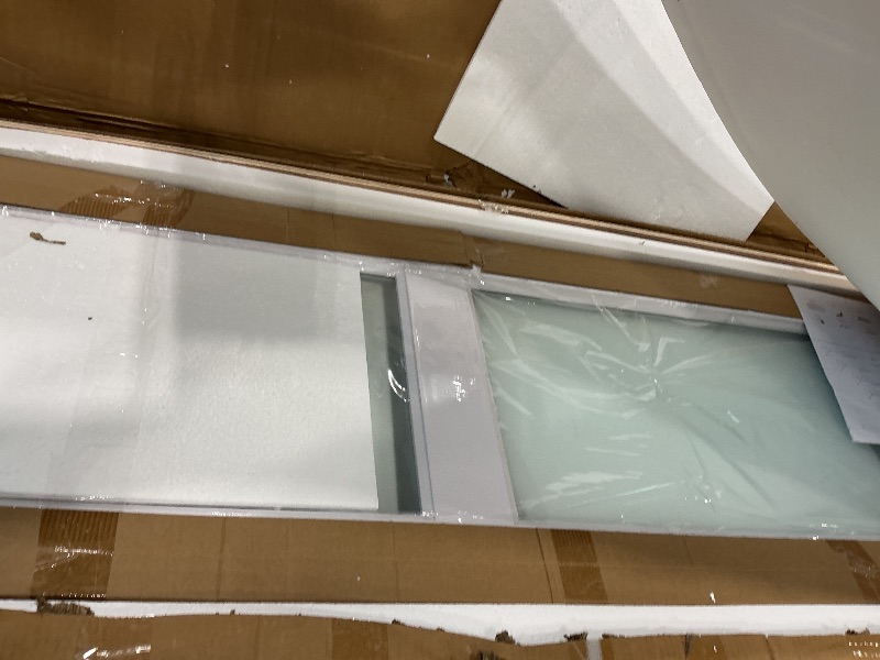 Photo 1 of *USED*
SMARTSTANDARD 80in x 84in Bifold Barn Door, Frosted Glass Barn Door with Hardware Kit Included, Pre-Drilled Holes Easy Assembly -Solid Barn Doors Slab Covered with Water-Proof PVC Surface, White