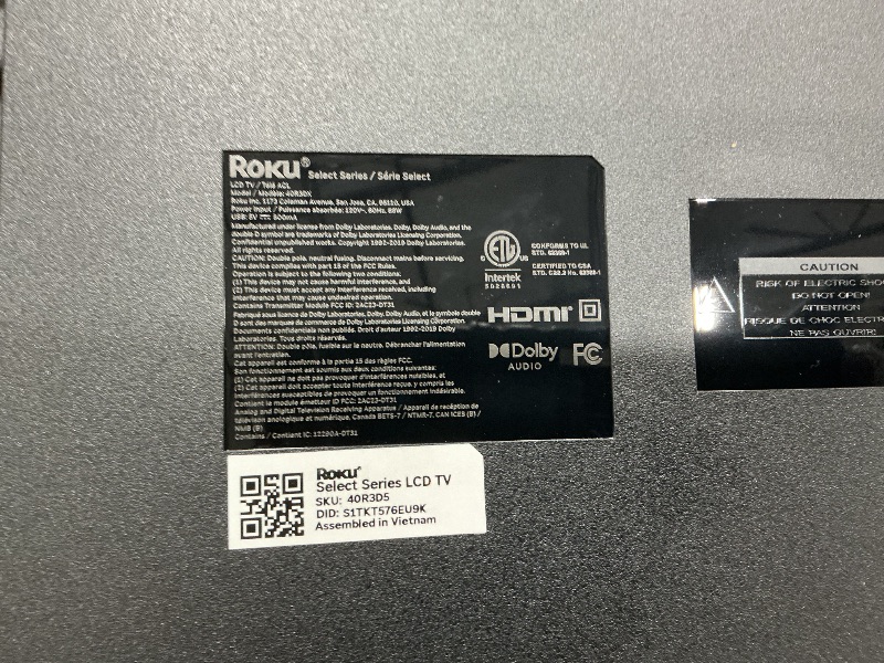 Photo 1 of *USED*
Roku Smart TV 2025 – 40-Inch Select Series, 1080p Full HD TV – Roku TV with Voice Remote – Flat Screen LED Television with Wi-Fi for Streaming Live Local News, Sports, Family Entertainment