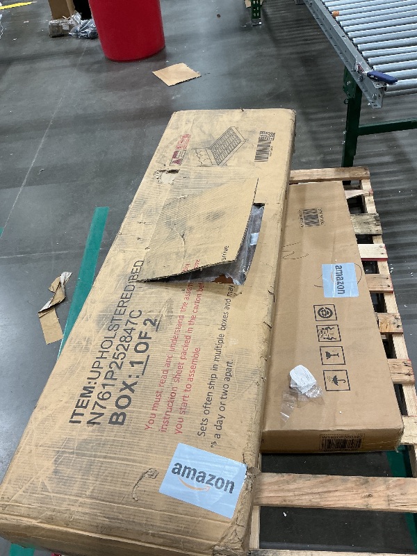 Photo 1 of ***PARTIAL SET*** ***READ CLERK NOTES*** Christopher Knight Home 48" High Headboard Bed, California King Size Platform Bed, Upholstered Bed Frame with PU Leather, Wood Bedposts, Wooden Slats Support No Box Spring Needed Easy Assembly, Coffee