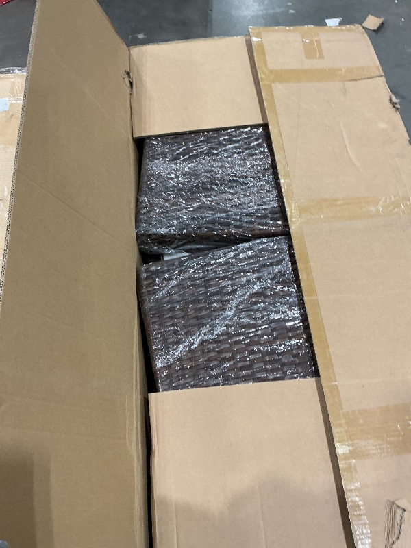 Photo 1 of *PARTIAL SET*
Wisteria Lane 4 Piece Patio Furniture Set, Wicker Outdoor Patio Conversation Furniture Set, All Weather Outdoor Patio Sofa with Cushion and Glass Table, Brown