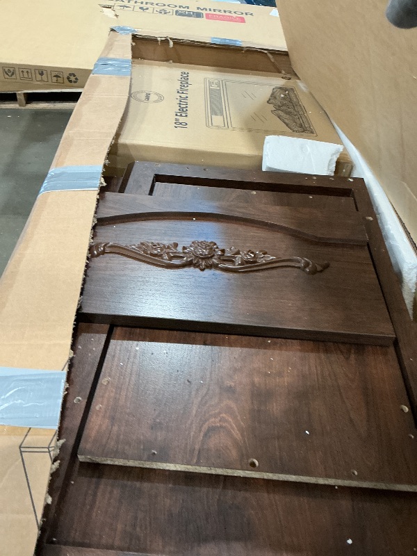 Photo 1 of **UNTESTED**
67" Electric Fireplace TV Stand with Mantel & Cabinets, Fits TVs Up to 67", 18" Fireplace Insert with Remote, Media Console Entertainment Center for Living Room/Bedroom, Gray