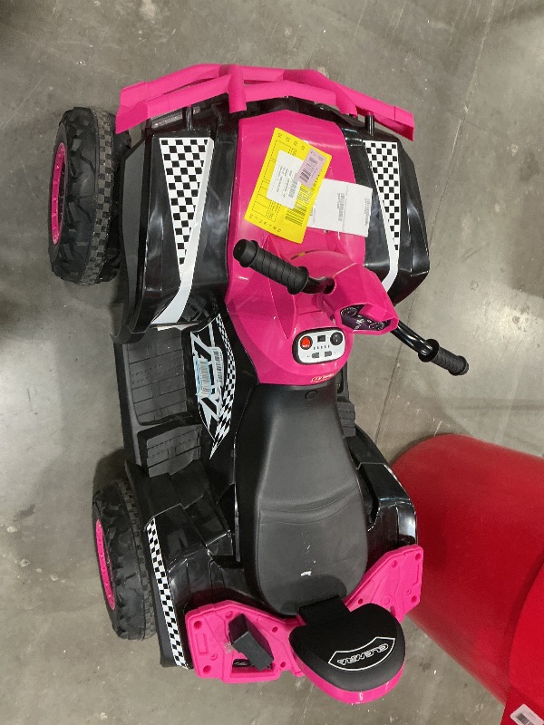 Photo 1 of ***VERY USED*** ***MISSING SCREWS***  ELEMARA 24V 2 Seater Ride on ATV for Big Kids,4WD Off-Road 4 Wheeler Ride on Toy,400W Motor with 5mph Max Speed,w/Bluetooth,LED Lights,Boys & Girls Ride on,Electric Car to Drive, Pink
