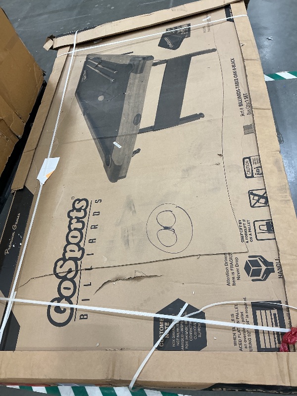 Photo 1 of **MAJOR DAMAGE - Major water damage**
GoSports 8 ft Portable Pool Table - No Assembly Required Folding Billiard Table in Oak