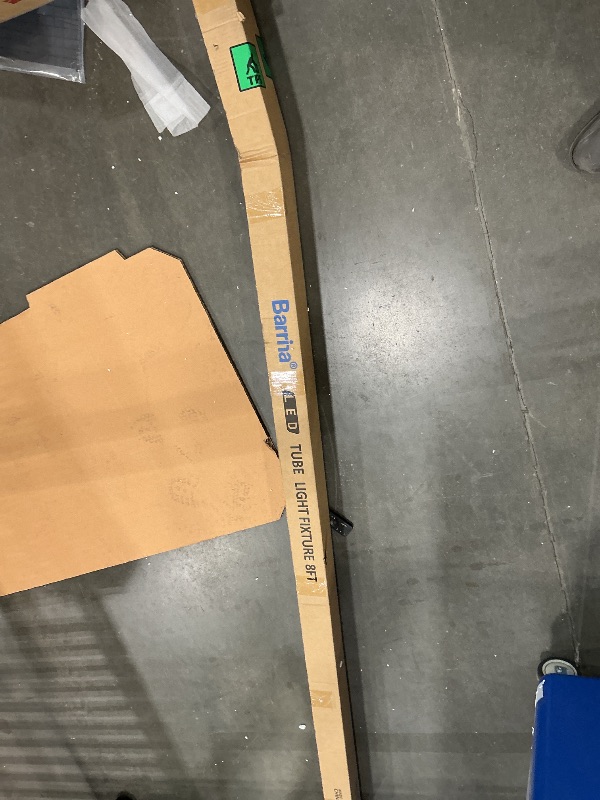 Photo 1 of ***BENT***Barrina LED Shop Lights, 8FT 100W 15000LM 6500K, Super Bright White, V Shape, Clear Cover, High Output, Linkable, T8 LED Tube Light, for Garage 8 Foot with Plug (Pack of 4)