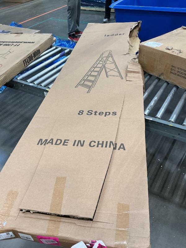 Photo 1 of *UNTESTED*
NYtoll 8 Step Ladder, Folding Ladder with Wide Anti-Slip Pedal, Sturdy Steel Step Stool, Convenient Handrail, Lightweight, Portable for Home, Kitchen, Garage