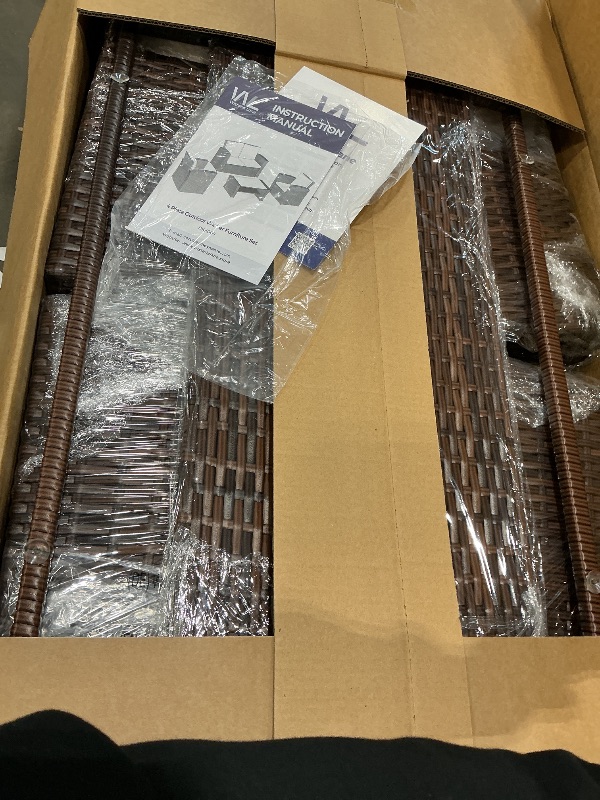 Photo 1 of *USED*
4 Pieces Patio Conversation Set, Outside Rattan Sectional Sofa, Cushioned Furniture Set, Wicker Sofa Ideal for Garden, Porch, Backyard, Grey Color Rattan and Light Grey Cushion