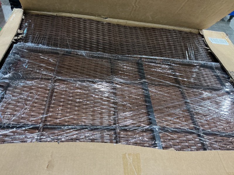 Photo 1 of *USED*
Wisteria Lane 4 Piece Patio Furniture Set, Wicker Outdoor Patio Conversation Furniture Set, All Weather Outdoor Patio Sofa with Cushion and Glass Table, Brown