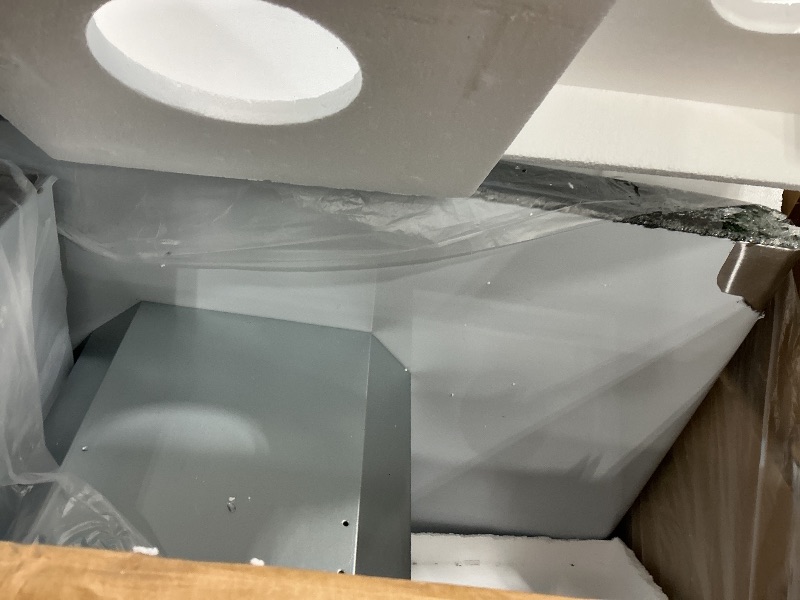 Photo 1 of ***MAJOR DAMAGE*** Empava 36“ Island Range Vent Hood Ceiling-Mount, 3-Speed Touch Control, Timer, Stainless Steel Baffle Filters, 4 LED Lights, Convertible Ducted to Ductless (Charcoal Filters Sold Separately)