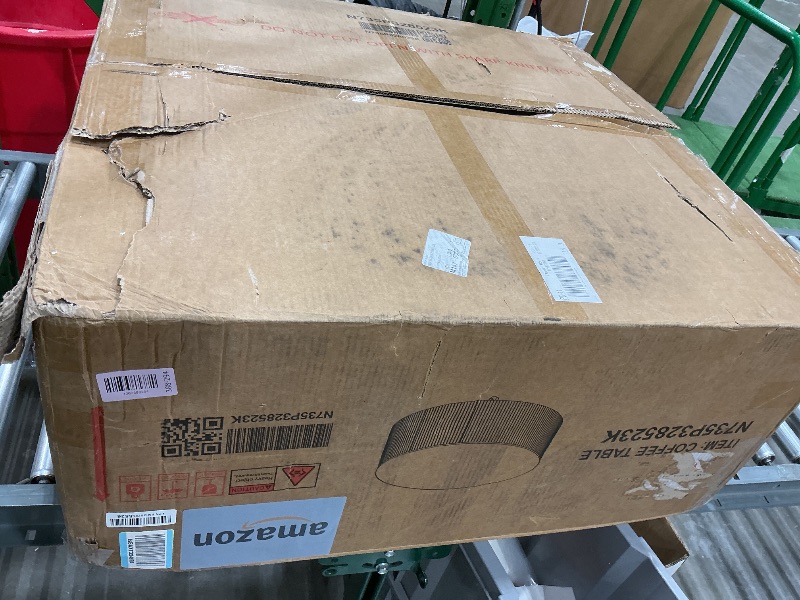 Photo 1 of *USED*
Merax Round Coffee Table for Living Room 29.5" Movable Coffee Table with Casters and 2 Storage Drawers, Marble Pattern Sintered Stone Top, White