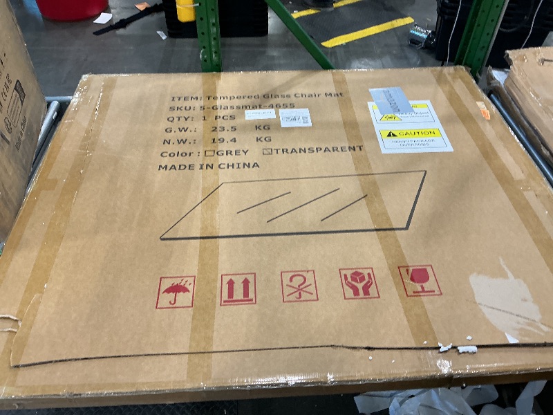 Photo 1 of [Tempered Glass] 46" x 55" Glass Chair Mat, Heavy Duty Hard Floor Mat with Round Corner and Polished Edge, Office Chair Mat for Carpet Office Home Hardwood Floor Desk