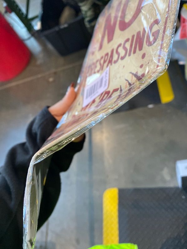 Photo 1 of **MAJOR DAMAGE**
Halloween Signs, 11.8x7.8In No Trespassing We'Re Tired Of Hiding The Bodies Scary Warning Sign Funny Metal Tin Sign for Home Yard Wall Plaque Halloween Party Decorations Haunted House Props