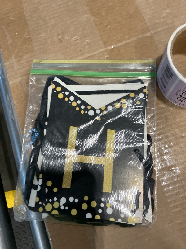 Photo 1 of ***MISSING PIECES*** Famoby Happy New Year Paper Banner Triangle Flag Bunting Pom poms Swirls Streamers & Balloons for New year Party Decoration