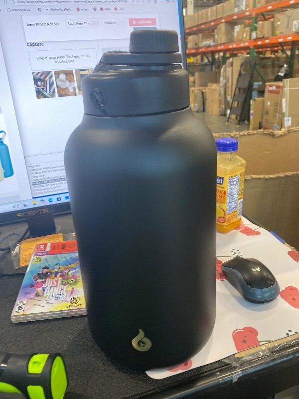 View 2 of **MAJOR DAMAGED/check clerk comments**
BJPKPK 1 Gallon Water Bottle Insulated, Dishwasher Safe 128oz Large Water Jug with Metal Handle & BPA Free Spout Lid, Stainless Steel Metal Jug for Gym, Sports & Hiking, Black