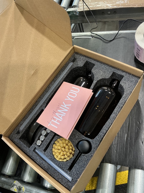 Photo 1 of [Luxury] Kitchen Soap Dispenser Set - 16OZ Amber Glass Bottle, Stainless Steel Pump, Instant Dry Tray, Waterproof Labels, Non-Slip Silicone Pad, and Dish Brush | Upgrade for Your Kitchen and Bathroom