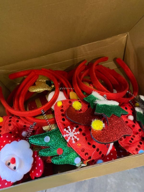 Photo 1 of *USED*
Christmas Headbands Hat Toppers Bulk 24 PCS, Christmas Headwear Party Favors Gifts-One Size Fits All, Holiday Friendsmas Decor Photo Props for Costume Outfit, Office Class Giveaways Games Prizes