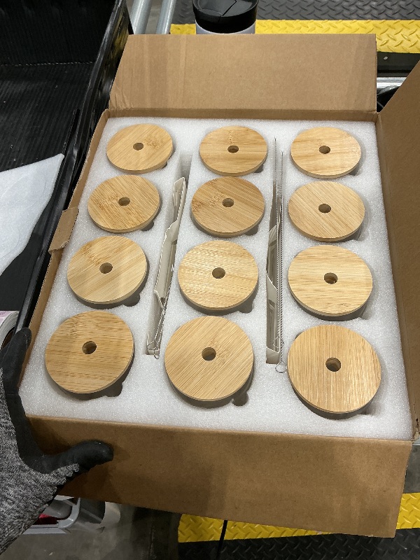 Photo 1 of [ 12pcs Set ] Glass Cups with Bamboo Lids and Glass Straw - Beer Shaped Drinking Glasses, 16 oz Iced Coffee Glasses, Cute Tumbler Cup for Smoothie, Boba Tea, Whiskey, Water - 4 Cleaning Brushes