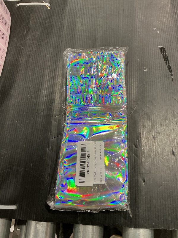 Photo 1 of 100 Pack Holographic Resealable Plastic Bags for Food Storage, Zipper Bags with Clear Front Window, Packaging Pouch for Small Business (100 Pack, 4x7.2 inch)