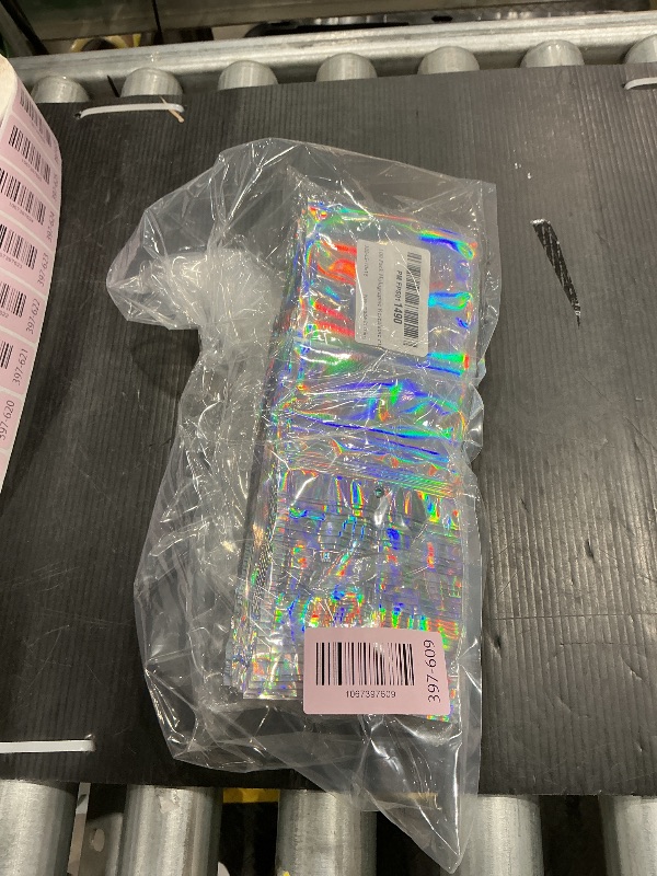 Photo 1 of 100 Pack Holographic Resealable Plastic Bags for Food Storage, Zipper Bags with Clear Front Window, Packaging Pouch for Small Business (100 Pack, 4x7.2 inch)