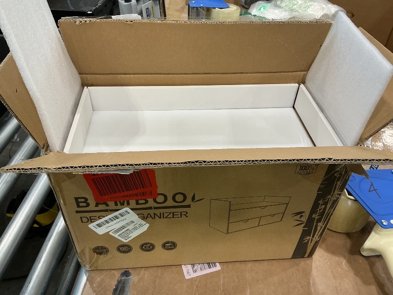 Photo 1 of *UNTESTED*
Wisuce Bamboo Desk Organizer - Mini Bamboo Desk Drawer Tabletop Cosmetic Storage Organization for Office or Home White with Shelf