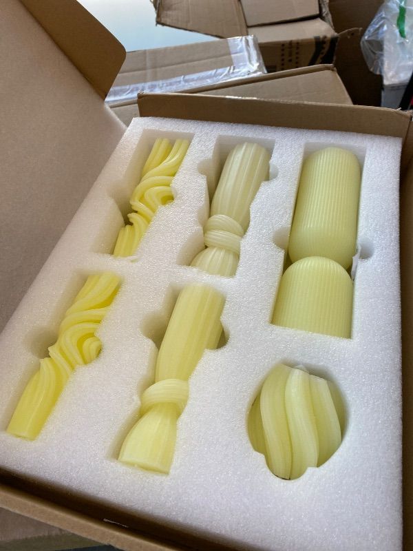 Photo 1 of **SEE COLOR IN PHOTOS**Threlaco 6 Pcs Pillar Candles Decorative Modern Aesthetic Ribbed Candle Set Cute Soy Wax Scented Ribbed Decor Valentine's Commemorative Gift for Home Decoration(White,2.36-6.89 Inch)