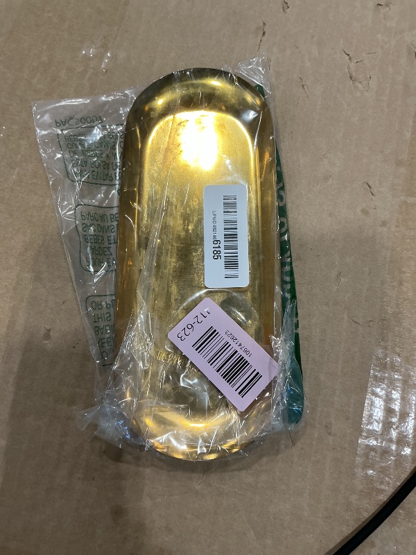 Photo 1 of 1 Pcs Gold Trinket Tray Oval Stainless Steel Small Serving Trays Towel Storage Dish Plate Tea Fruit Trays Jewelry Plate Decorative Storage Tray (Gold 1pcs, 9 x 3.8 Inch)