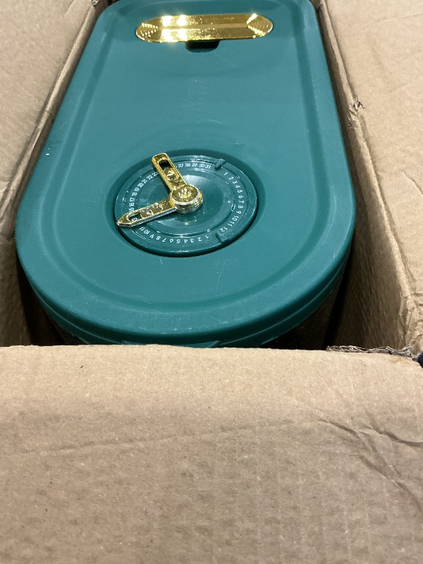 Photo 1 of *MINOR DAMAGE - USED*
Sooyee Clear Rice Dispenser, Large Grain Container Storage with Lid Measuring Cylinder Moisture Proof Household Cereal Dispenser Bucket for Kitchen Soybean Corn,Clear and Green