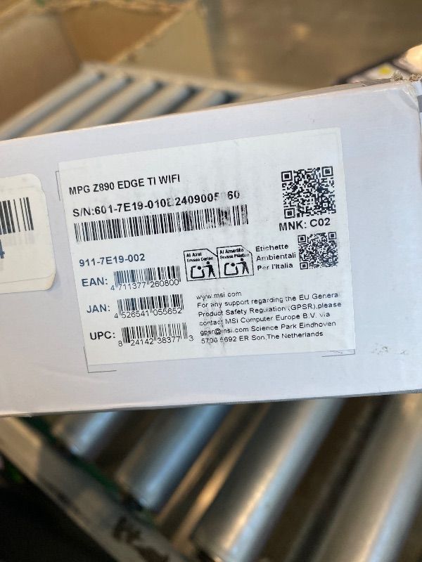 Photo 1 of *UNTESTED -See clerk notes*
MSI MPG Z890 Edge TI WiFi Gaming Motherboard (Support Core Ultra Series 2 Intel Processors, LGA 1851, DDR5, PCIe 5.0, M.2, SATA, 5Gbps LAN, USB Type-C, Wi-Fi 7, Bluetooth 5.4, Thunderbolt 4, ATX)