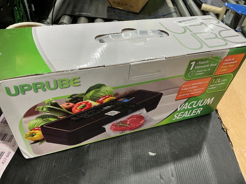Photo 1 of *UNTESTED*
UPRUBE Vacuum Sealer with Easy Tear Cutter, 95kPa Food Saver Vacuum Sealer Machine for Food, 135W Fast Sealing, 9-in-1 Food Vacuum Sealer Machine with 10 ft Bag Roll for Meal Prep & Sous VideLIGHT