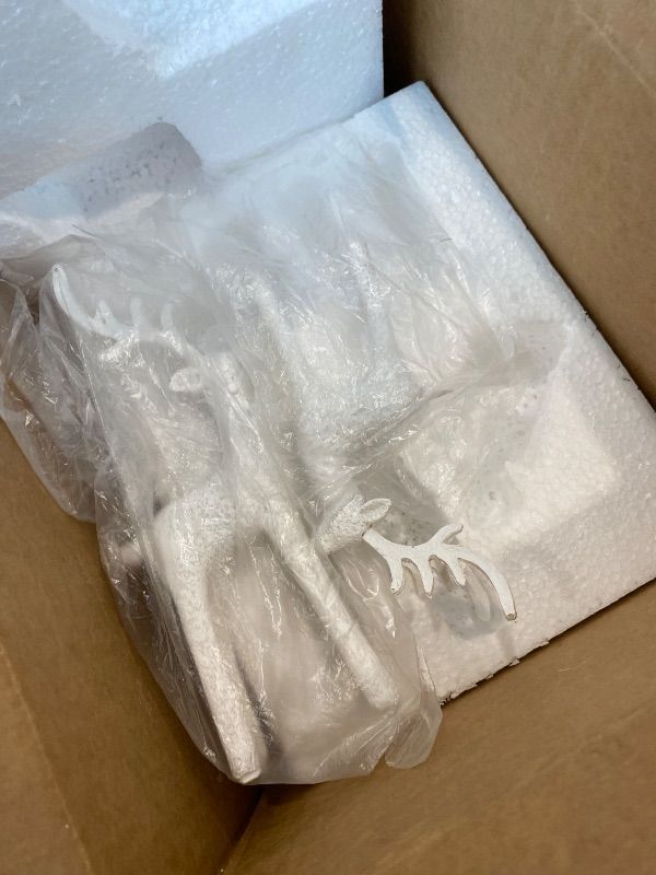 Photo 1 of ****Damage:Minor***** Burbell 2 Set Modern Christmas Decor Neutral Christmas Reindeer Decor Resin Deer Statues Figurines Elk Statues for Neutral Modern Living Room Bedroom Office Bookshelf Desk Ornaments(White,Small)