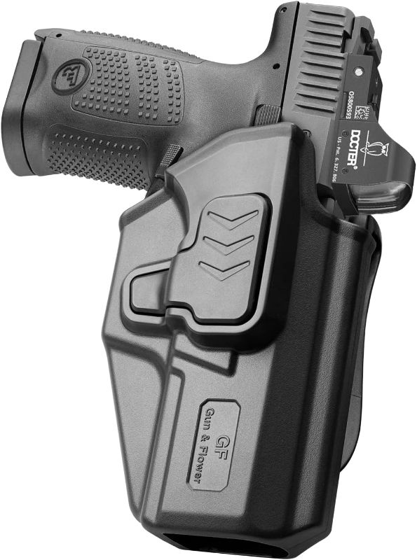 Photo 1 of & Flower OwB Paddle Holster for Springfield XD 4' / XD-S 3.3', CZ P10C / P10S, Beretta 92FS / M9 / 92FS Rail – Index Finger Release, Right Hand, Outside Waistband Carry