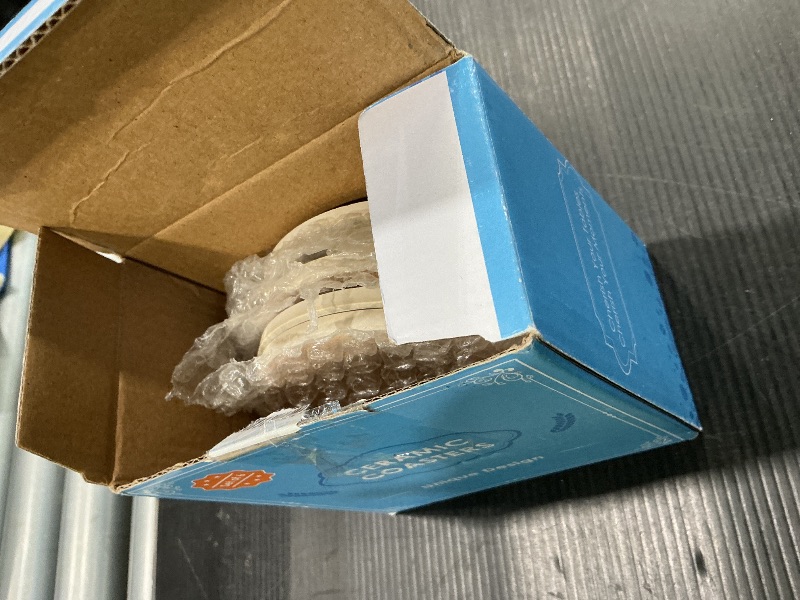 Photo 1 of *Missing Parts*
Bribay Coaster for Drinks Set of 4, Colorful Ceramic Talavera Flower Vintage Absorbent Round Ceramic Stone Mat, with Cork Base and Metal Holder, Gift for Housewarming Room Bar Decor